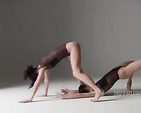 Twins nude yoga dance