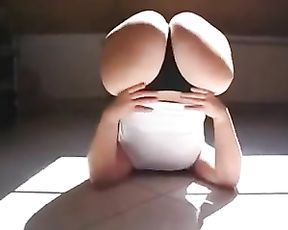 Sexy fatty girl does hot yoga exercises at home