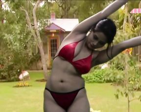 Hot Indian girl in satin bra doing nearly nude yoga