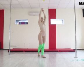 Russian teen gymnast does hot yoga exercises getting totally naked