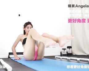 Beautiful Japanese teen in rose cameltoe present us sexy yoga at her private apartments