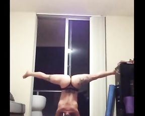 Naked yoga striptease on webcam
