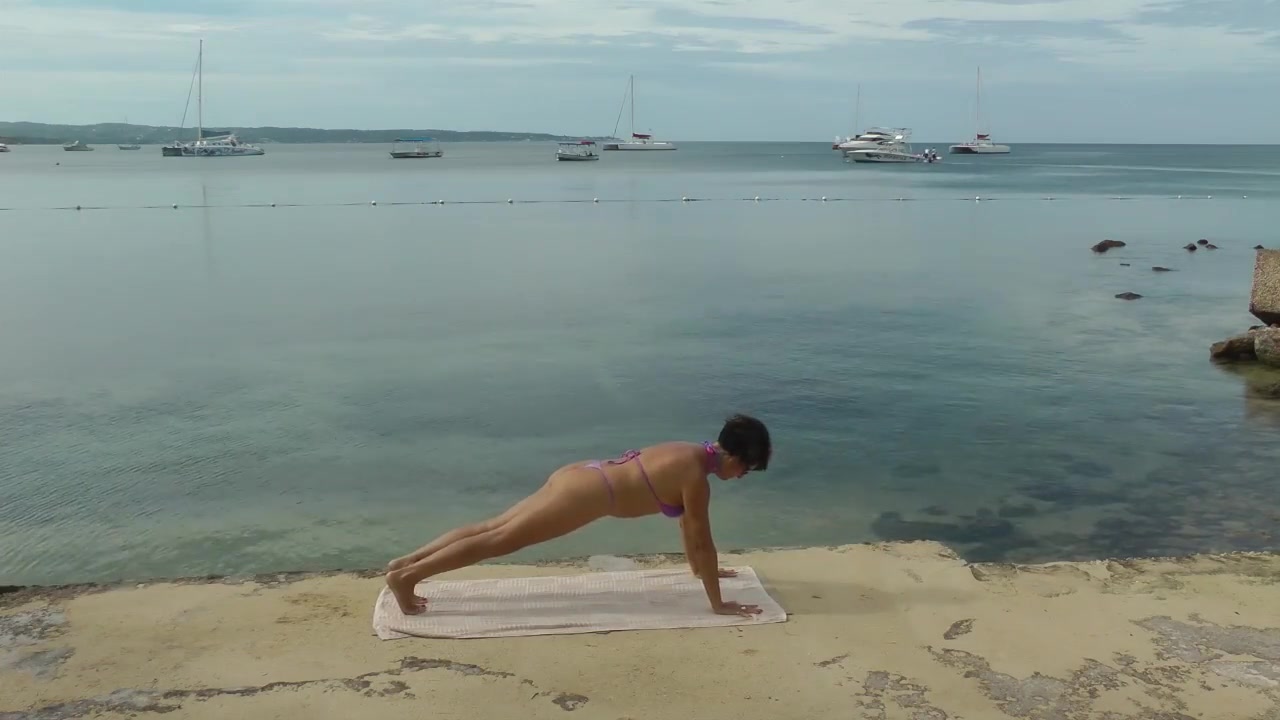 Sexy Mature Does Nearly Nude Yoga In Public